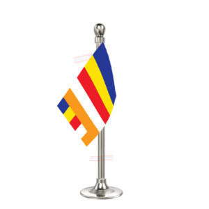 Buddhist Flag Stand for Car Dashboard-Single Silver Plastic | Car Decoration