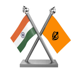 Sikh Flag and India Cross Car Flag with Stainless Steel Base and Pole