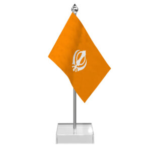 Sikh Flag Table Desk Miniature Flag With Stainless Steel Pole And Transparent Acrylic Base