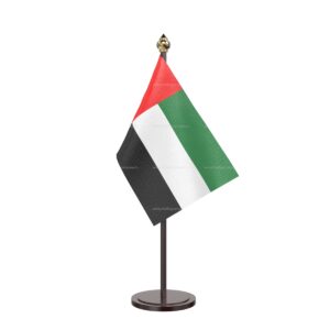 UAE Table Desk Miniature Flag With Black Acrylic Base and Pipe