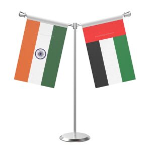 UAE Y-Shaped Table Flag with Stainless Steel Base and Pole