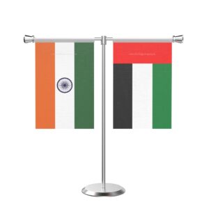 UAE T-Shaped Table Flag with Stainless Steel Base and Pole