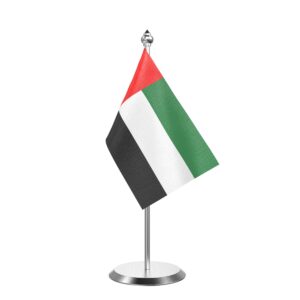 UAE Desk Flag With Stainless Steel Base And Pole with 4inchx6inch flag