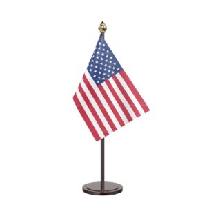 USA Table Desk Miniature Flag With Black Acrylic Base and Pipe