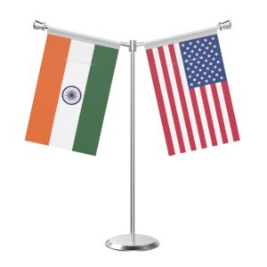 USA Y-Shaped Table Flag with Stainless Steel Base and Pole