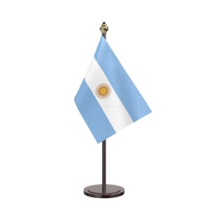 Argentina Table Desk Miniature Flag With Black Acrylic Base and Pipe