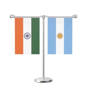 Argentina T-Shaped Table Flag with Stainless Steel Base and Pole