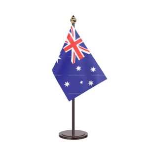 Australia Table Desk Miniature Flag With Black Acrylic Base and Pipe