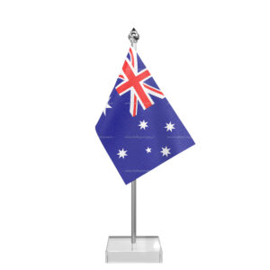 Australia Table Desk Miniature Flag With Stainless Steel Pole And Transparent Acrylic Base