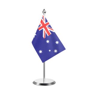 Australia Desk Flag With Stainless Steel Base And Pole with 4inchx6inch flag