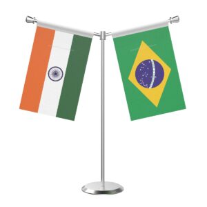 Brazil Y-Shaped Table Flag with Stainless Steel Base and Pole