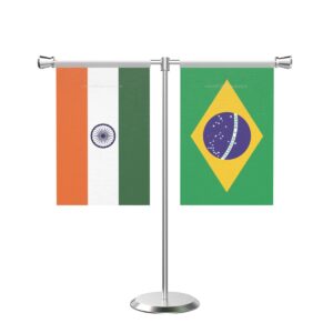 Brazil T-Shaped Table Flag with Stainless Steel Base and Pole