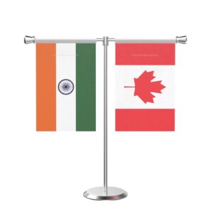 Canada T-Shaped Table Flag with Stainless Steel Base and Pole