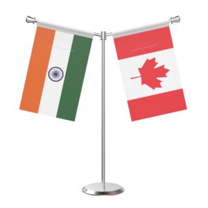 Canada Y-Shaped Table Flag with Stainless Steel Base and Pole
