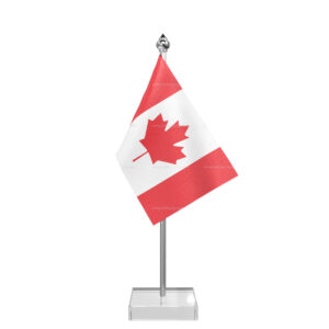 Canada Table Desk Miniature Flag With Stainless Steel Pole And Transparent Acrylic Base