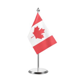 Canada Desk Flag With Stainless Steel Base And Pole with 4inchx6inch flag
