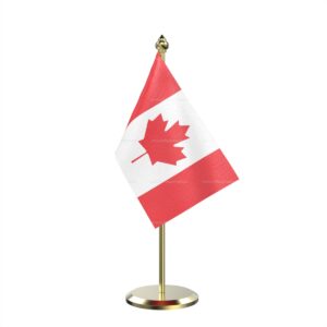 Canada Table Miniature Flag With Brass Base And Brass Pole