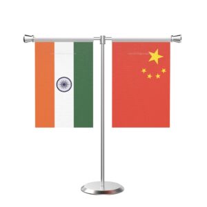 China T-Shaped Table Flag with Stainless Steel Base and Pole