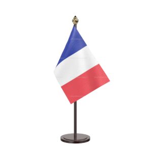 France Table Desk Miniature Flag With Black Acrylic Base and Pipe