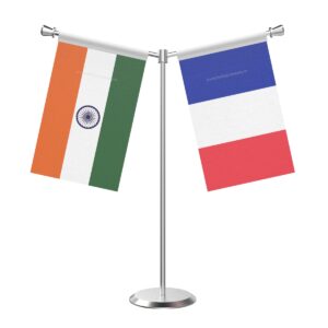 France Y-Shaped Table Flag with Stainless Steel Base and Pole