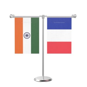 France T-Shaped Table Flag with Stainless Steel Base and Pole