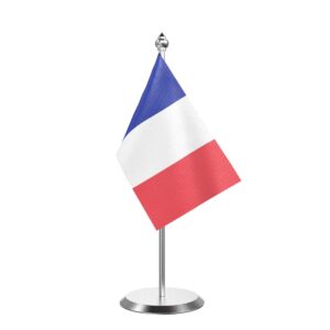 France Desk Flag With Stainless Steel Base And Pole with 4inchx6inch flag