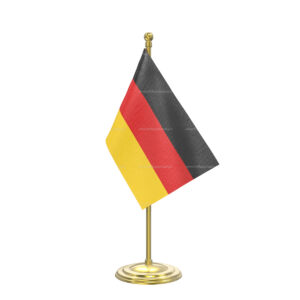 Germany Table Flag with Gold Coated Plastic Pole & Round Base - Table Miniature Flag