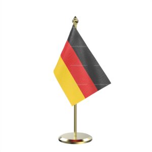 Germany Table Miniature Flag With Brass Base And Brass Pole