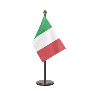 Italy Table Desk Miniature Flag With Black Acrylic Base and Pipe