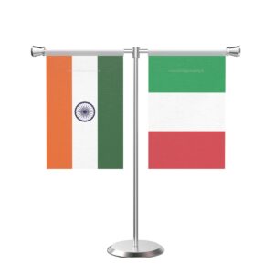 Italy T-Shaped Table Flag with Stainless Steel Base and Pole