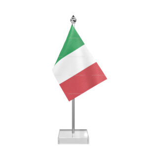 Italy Table Desk Miniature Flag With Stainless Steel Pole And Transparent Acrylic Base