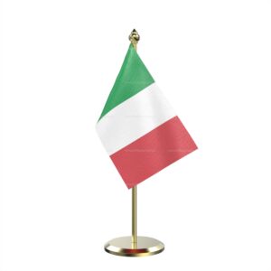 Italy Table Miniature Flag With Brass Base And Brass Pole