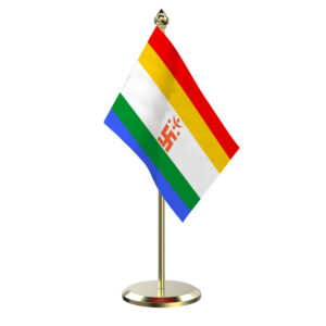 Jainism Table Miniature Flag With Brass Base And Brass Pole