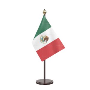 Mexico Table Desk Miniature Flag With Black Acrylic Base and Pipe
