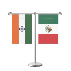 Mexico T-Shaped Table Flag with Stainless Steel Base and Pole