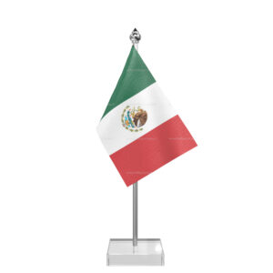 Mexico Table Desk Miniature Flag With Stainless Steel Pole And Transparent Acrylic Base