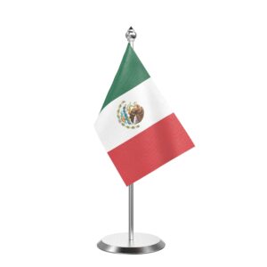 Mexico Desk Flag With Stainless Steel Base And Pole with 4inchx6inch flag
