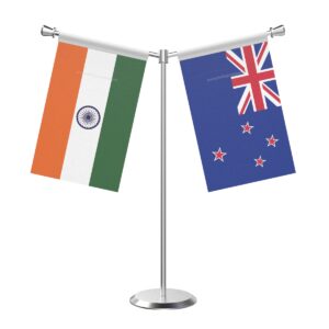 New Zealand Y-Shaped Table Flag with Stainless Steel Base and Pole