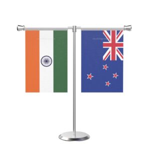 New Zealand T-Shaped Table Flag with Stainless Steel Base and Pole