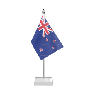 New Zealand Table Desk Miniature Flag With Stainless Steel Pole And Transparent Acrylic Base