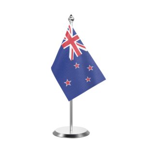 New Zealand Desk Flag With Stainless Steel Base And Pole with 4inchx6inch flag