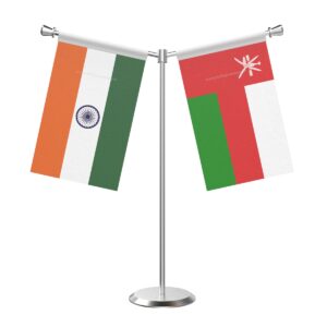 Oman Y-Shaped Table Flag with Stainless Steel Base and Pole