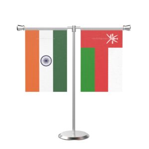 Oman T-Shaped Table Flag with Stainless Steel Base and Pole
