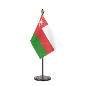 Oman Table Desk Miniature Flag With Black Acrylic Base and Pipe