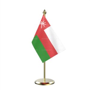 Oman Table Miniature Flag With Brass Base And Brass Pole