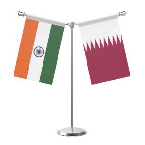 Qatar Y-Shaped Table Flag with Stainless Steel Base and Pole