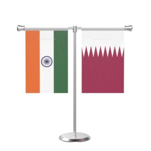 Qatar T-Shaped Table Flag with Stainless Steel Base and Pole