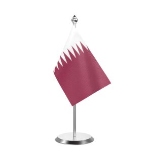 Qatar Desk Flag With Stainless Steel Base And Pole with 4inchx6inch flag
