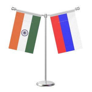 Russia Y-Shaped Table Flag with Stainless Steel Base and Pole