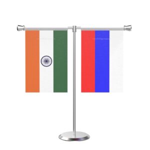 Russia T-Shaped Table Flag with Stainless Steel Base and Pole